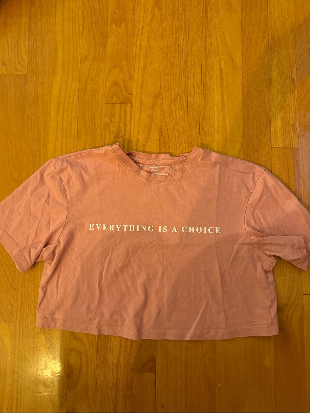 RVCA Pink 'Everything Is A Choice' Cropped Tee